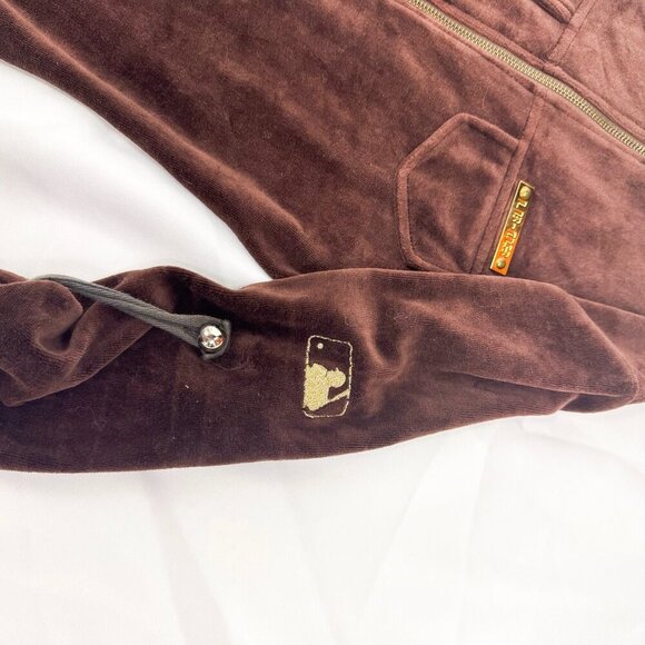 BROWN VELVET ZIP UP TRACK SUIT SIZE SMALL - Picture 6 of 8